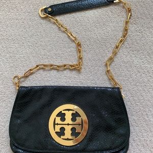Tory Burch Fold Over Crossbody w/ Gold Emblem